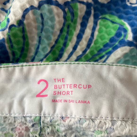 Lilly Pulitzer Buttercup Short Bay Blue Coasting Floral Scalloped Hem Women's 2 - Picture 4 of 6
